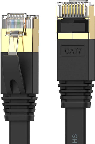 Cat 7 Ethernet Cable 35 ft High Speed 10Gbps 600MHz, Shielded Ethernet Cord, LAN Cable with RJ45, Weatherproof Flat Internet Network Patch Cord, Fast LAN Wire for Gaming, PS5/4/3, Xbox, Modem, Router