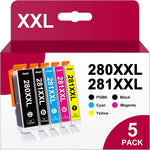 PGI-280XXL/CLI-281XXL 5 Color Pack | Work for Canon TR8520, TR7520, TS9120 Series, TS8120 Series, TS6120 Series | Replacement for Canon 280 281 Ink Cartridges Combo Pack | 5-Pack