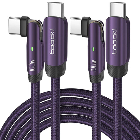 100W Fast Charging Cable 180° Rotating USB C Cable PD 5A USB C to USB C Cable Type C Charger Fast Charging Cable Type C to Type C Cable for Samsung S21 S20 Note 20 iPad MacBook Pixel 6.6FT Purple 2pcs
