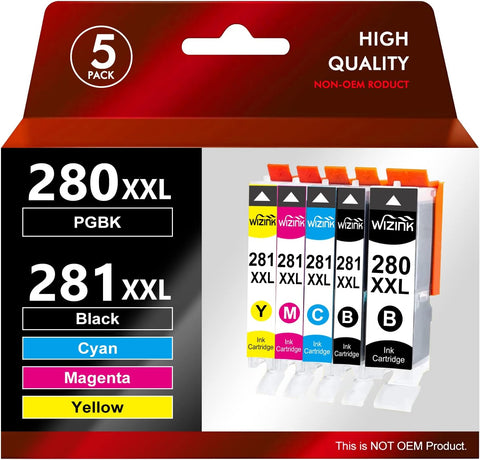 280-281 XXL 280xxl 281XXL Ink cartridges Compatible for Canon Printers for PIXMA TS8120 TR8520 TS6120 TS6320 TR7520 TS9120 TS9521C TS8220 TS9500 TS9520 TS702a Black Printer Ink