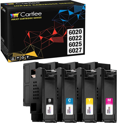 Cartlee Compatible Ink Cartridge Replacement for Xerox Workcentre 6027 Toner for Xerox 106r02759 Toner Cartridge Black Toner for Xerox Phaser 6020 6022 6025 6027 (1 Black, 1 Cyan, 1 Magenta, 1 Yellow)