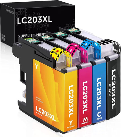 Rohon Compatible Ink Cartridge for lc203xl Ink Cartridge 4 Pack 1black 1magenta 1 Yellow 1 Cyan