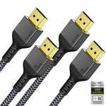 Maxonar 8K HDMI Cables 10FT 2-Pack, (Certified) 48Gbps High Speed Braided Slim HDMI 2.1 Cable, 10K 8K60Hz 4K120Hz, HDCP 2.2&2.3 Dynamic HDR SBTM eARC RTX3090 Dolby Compatible with Roku TV/PS5/Blu-ray