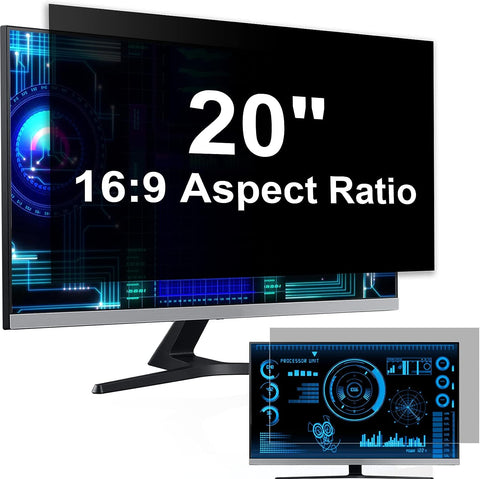 [2-Pack] 20 Inch Computer Privacy Screen Filter for 16:9 Widescreen Monitor, Removable Eye Protection Anti Glare Blue Light Filter Privacy Shield, Anti Scratch Anti Spy Screen Protector Film 20 In