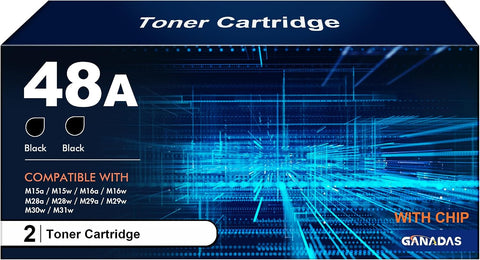 CF248A 48A Toner Cartridge Replacement for 48A Toner Cartridge Black Compatible with Laserjet Pro M15w M29w M28w M15a M28a M31w M30w M16a M16w M29a Printer (2 Pack)