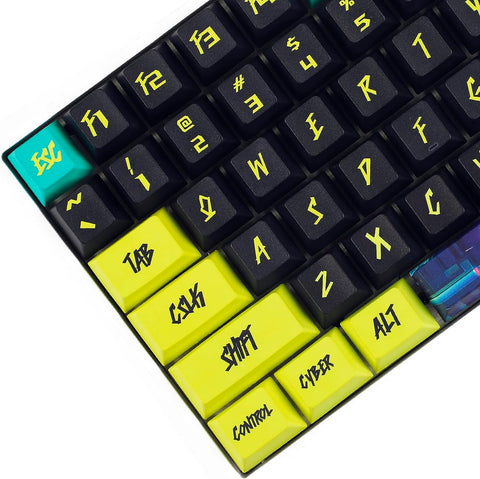 136 Key Cyber Style Cherry Profile Five Side Dye Sub Keycaps PBT Key caps for TKL 61 64 68 75 87 96 104 108 Keychron MX Keyboard