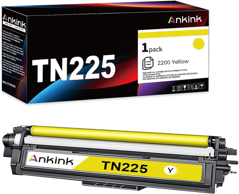 ANKINK TN221 TN225 Yellow Compatible Toner Cartridge Replacement for Brother TN-221 225 to Use with HL-3140CW HL-3150CW HL-3170CDW HL-3180CDW MFC-9130CW MFC-9330CDW MFC-9340CDW(Yellow, 1 Pack)