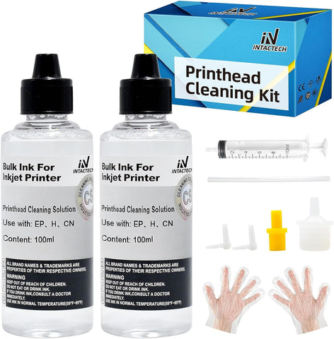 Printhead Cleaning Kit for HP Canon Epson Brother Inkjet Printer, High Efficiency Nozzle Cleaning Kit with 10ml Syringe 2 * 100ML