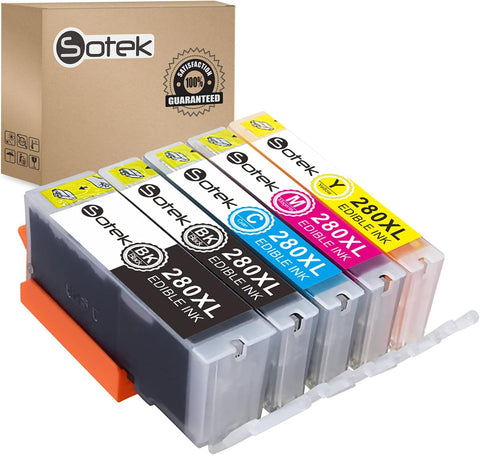 Sotek 280XL 281XL 280 281 C A K E Ink Cartridges, Work with PIXMA TR7520 TR8520 TR8620 TS6120 TS6220 TS8120 TS8220 TS9120 TS9520 TS9521C TS702 Printer 5 Color Without Photo Blue