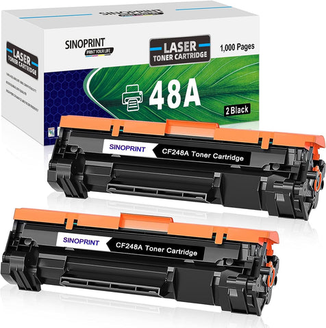 SINOPRINT 48A Toner Cartridge Replacement for HP 48A CF248A 248A Compatible for HP Laserjet Pro M15w M15a M16a M16w Laserjet MFP M28w M28a M29a MFP M29w M14 M17 M30w M31w Printer Ink (Black, 2-Pack)