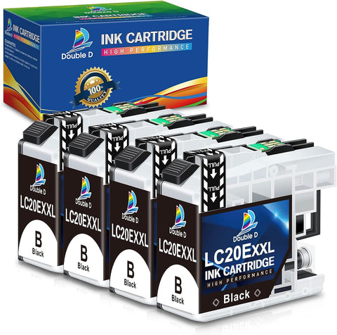 DOUBLE D Compatible LC20E Black Ink Cartridges Replacement for Brother LC20E LC-20E XXL for Brother MFC-J985DW J775DW J5920DW J985DWXL Printer (4 Black)