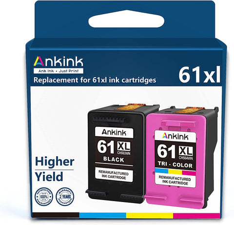 Ankink 61XL Black Color Ink Cartridge Combo Pack Replacement for HP 61 HP61 XL HP61XL Print Ink for Envy 4500 5530 4502 5535 5534 OfficeJet 4630 4635 DeskJet 1000 1010 1510 Printer (Black Tricolor)