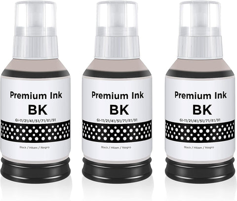 Omera Compatible Refill Bottle Ink Replacement for Canon GI-21 GI21 Black Dye Ink Work for Canon Supertank G3260 G2260 G1220 All-in-One Wired MegaTank Printers (135ML / Bottle, 3-Pack, Total 405ML)