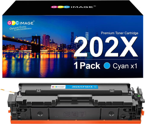 GPC Image Compatible Toner Cartridge Replacement for HP 202X 202A CF500X CF500A Compatible with Laserjet Pro MFP M281fdw M254dw M281cdw M281 M281dw M280nw Toner Printer Tray (1 Cyan)