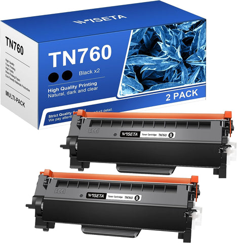 WISETA Compatible Toner Cartridge Replacement for Brother TN760 TN 760 TN730 TN 730 to Compatible with MFC-L2710DW HL-L2350DW HL-L2370DWXL MFC-L2750DW HL-L2395DW MFC-L2690DW (Black, 2 Pack)