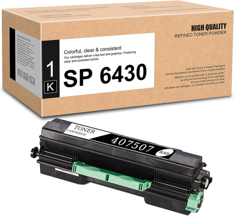 EAXIUCE 1Pack 407507 SP 6430 Black Toner Cartridge - Eaxic Compatible SP 6430 High Capacity Toner Cartridge Replacement for Ricoh SP 6430DN Printer