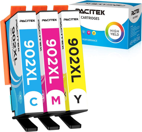 PACITEK 902XL Ink Cartridges Combo Pack for HP 902 902XL Combo Pack (Latest Chip) for HP OfficeJet Pro 6978 6962 6968 6975 6960 6970 6950 6954 6979 6951 Printer (C/M/Y, 3pack)