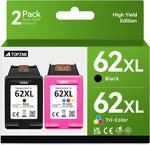 62XL Black/Tri-Color Ink Cartridges Replacement for HP 62 Ink 62XL Combo (2 Pack) Work with Envy 5640 5660 5540 7640 5661 5542 5642 5643 5661 7643 7645, OfficeJet 200 250 5740 5741 5745 5746 Printer