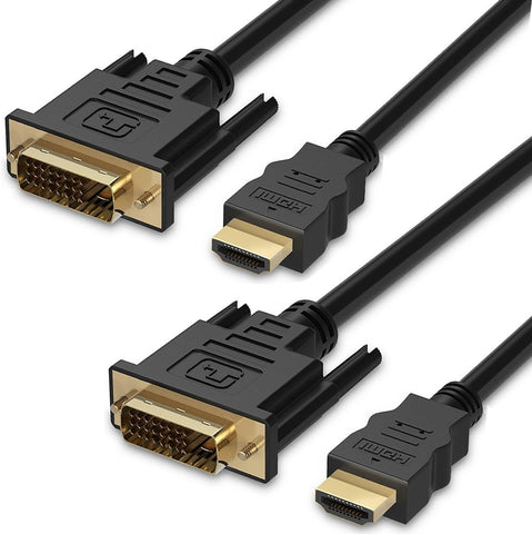 Fosmon HDMI to DVI Cable 24+1 (6FT 2Pack), Full 1080p, Bi-Directional Gold Plated Adapter, High Speed HDMI Male to DVI-D Male Compatible with HDTV, Apple TV, PS4/PS5, Xbox One X/S/360, Nintendo Switch