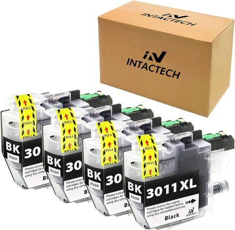 Intactech Compatible Ink Cartridges Replacement for Brother LC3013 LC3011 Black BK for Brother MFC-J491DW MFC-J895DW MFC-J690DW MFC-J497DW Printer (4 Pack)