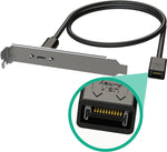 LINKUP - USB 3.2 Gen 2x2 20Gbps USB-C Type Internal Panel Cable Mount Motherboard Header Extension Adapter?20-Pin A-Key Male with Cover to USB-C Female Connector with PCI Bracket - 80cm