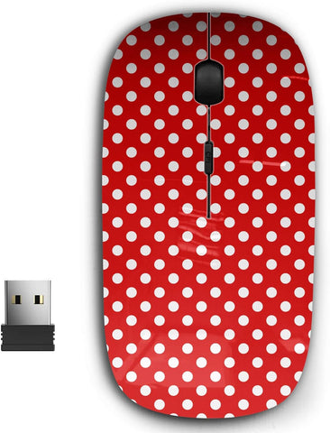 2.4G Ergonomic Portable USB Wireless Mouse for PC, Laptop, Computer, Notebook with Nano Receiver ( Polka Dot )