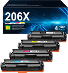 206X Toner Cartridges 4 Pack High Yield (with CHIP) Compatible for HP 206A Toner Cartridges Set, Work for HP Color Laserjet Pro MFP M283fdw, HP MFP m283cdw, M255 M255dw, M283 Series