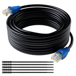 Cat5e Outdoor Ethernet Cable 75 Feet, Cat 5e Heavy Duty Internet Network LAN Cable, More Flexible Than Cat 6, Waterproof, PVC & LLDPE UV Double Jackets for in Wall, Direct Burial, Router, POE, Indoor