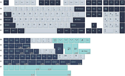 XDK Custom Keycaps 173 Keys Double Shot PBT Keycap Set Cherry Profile for Cherry Gateron MX Switches ISO ANSI Layout Mechanical Keyboard (Light Hammerhead Shark)