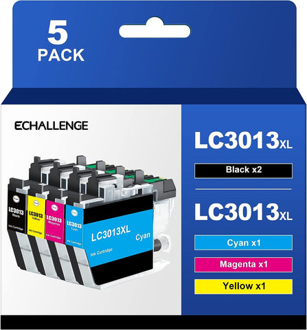 LC3013 5PKS High Yield Compatible Ink Cartridge Replacement for Brother LC3013 LC3011 LC-3013 High Yield Compatible with MFC-J491DW MFC-J895DW MFC-J497DW (2 Black, 1 Cyan, 1 Magenta, 1 Yellow)