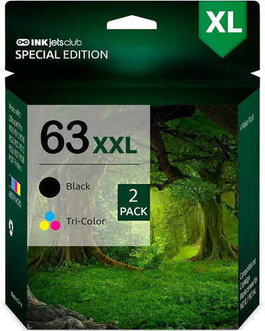 INKjetsclub Compatible ink cartridge replacement for HP 63XL High Yield Ink. Works well with HP OfficeJet 3830 Envy 4520 4512 OfficeJet 4650 5255 Deskjet 1112 2130 2132 Printers. 2 Pack (Black, Color)