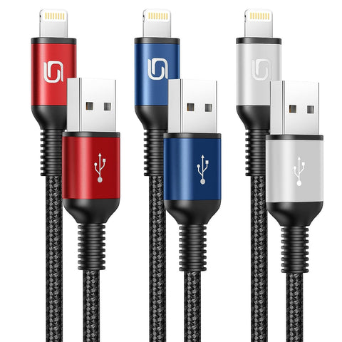iPhone Charger, 3Pack 6ft [Apple MFi Certified] USB A to Lightning Cable Durable Nylon Braided Fast Charging iPhone Charger Cord Compatible iPhone 14/13/12/11 Pro Max/XR/XS/X/8/7/Plus/6S iPad AirPods