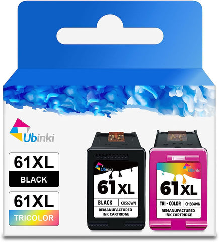 Ubinki 61XL Ink Cartridges Black Color Combo Pack Replacement for HP Ink 61 XL HP61XL HP61 for Envy 4500 5530 4502 DeskJet 2540 1000 1055 1010 1510 3050 OfficeJet 4630 2620 Printer (Black Tri-Color)