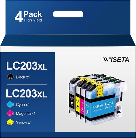 LC203XL High Yield Ink Cartridges Compatible with Brother LC203 LC203XL LC201 to use with MFC-J480DW MFC-J880DW MFC-J4420DW MFC-J680DW MFC-J885DW MFC-4320DW (Black Cyan Magenta Yellow, 4 Pack)