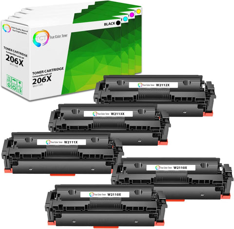 TCT Premium Compatible Toner Cartridge Replacement for HP 206X W2110X W2111X W2112X W2113X High Yield Works with HP Color Laserjet Pro M255dw M282 Printers (Black, Cyan, Magenta, Yellow) - 5 Pack