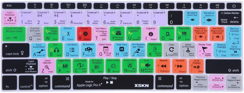 XSKN Logic Pro X 10 Silicone Shortcut Keyboard Skin Compatible with New MacBook Pro 13 Inch A1708 (2016 Version, No Touch Bar) and MacBook 12" A1534, US and EU Versions