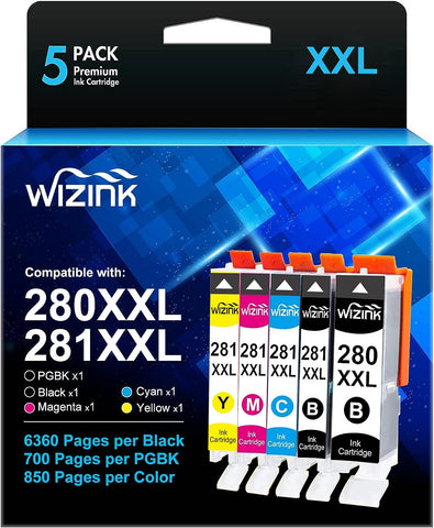 280 281 XXL Compatible 280XXL 281XXL Combo Ink cartridges Replacement for Canon Printers Ink PGI-280XXL PGI-281XXL PGI Black Ink Use with PIXMA TS8120 TR8520 TS6120 TS6320 TR7520 TS9120 TS8220