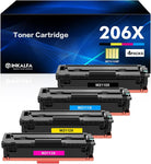 206X Toner Cartridges 4 Pack High Yield 206A Set (with Chip) Compatible Replacement for HP 206X 206A for HP Color Pro MFP M283fdw M283cdw Pro M255dw M283 M255 Printer HP206X W2110X W2110A Ink