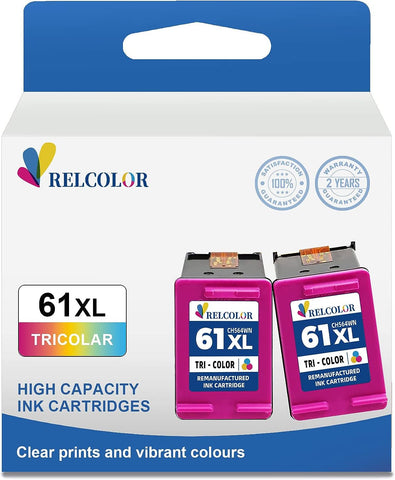 Relcolor Replacement for HP HP61 XL 61 XL 61XL Ink Cartridge Color Combo for Envy 4500 5530 4502 5534 5535 Deskjet 2540 3050 1000 1510 1512 1010 1056 OfficeJet 4630 4635 2620 Printer HP61XL