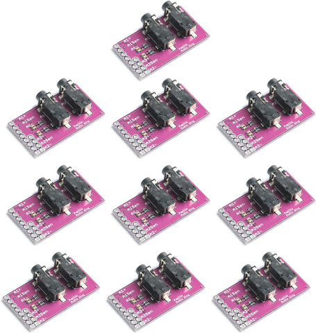 JESSINIE 10Pcs Dual 3.5mm Audio Seat MP3 Microphone Interface Module Stereo Headset Video Microphone Module Board