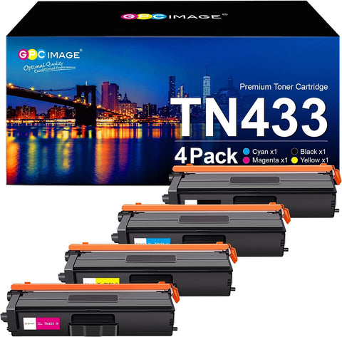 GPC Image Compatible Toner Cartridge Replacement for Brother TN433 TN 433 Compatible with HL-L8360CDW MFC-L8900CDW HL-L8360CDWT HL-L8260CDW MFCL8610CDW MFCL9570CDW Printer (4 Pack)