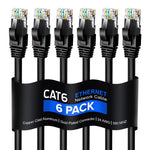 Maximm Cat 6 Ethernet Cable 10 Ft, (6-Pack) Cat6 Cable, LAN Cable, Internet Cable and Network Cable - UTP (Black)