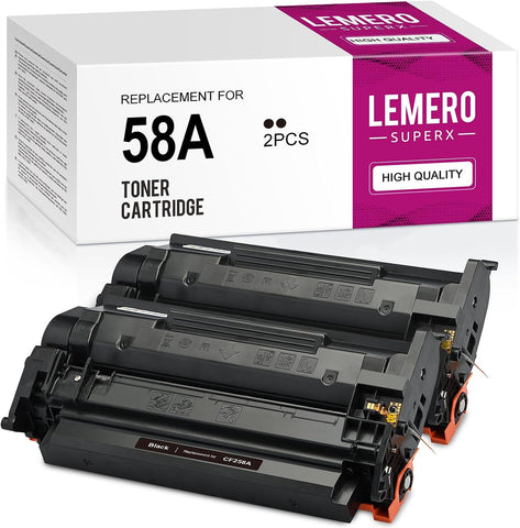 58A Toner Cartridges (with Chip) LemeroSuperx Compatible Toner Cartridge Replacement for HP 58A 58X CF258A Work for M428FDW M404DN M404N M404 M404DW M428FDN Printer (Black,2 Pack)