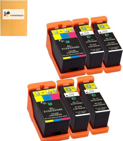 Compatible Dell Series 21 22 23 24 Ink Cartridges Replacement for DELL V313 V313W V515W P513W P713W V715W Printer (4BK, 2C)