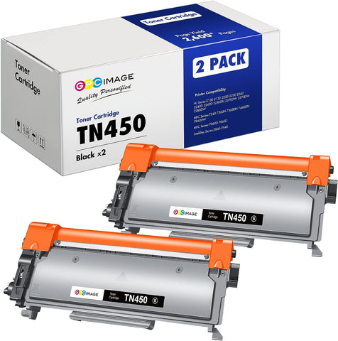 GPC Image Compatible Toner Cartridge Replacement for Brother TN-450 TN450 TN420 to use with HL-2270DW HL-2280DW HL-2240 MF7860DW MFC-7360N DCP-7065DN MFC7860DW Intellifax 2840 2940 Printer (2-Black)