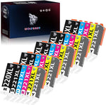 Wolfgray 30 Pack PGI-220XL CLI-221XL Ink Cartridge Compatible for PIXMA IP3600 IP4600 IP4700 MX860 MX870 MP560 MP620 MP620B MP640 MP980 MP990 PMFP1 PMFP3 SFP1 SFP2 Printer(Include Gray)