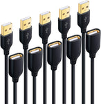 USB Extension Cable, Besgoods [5Pack] 10 ft Extra Long Type A Male to Female USB 2.0 Extender Cord USB A Charging & Data Transfer for Keyboard, Mouse, Printer, Flash Drive, Hard Drive, Phone - Black