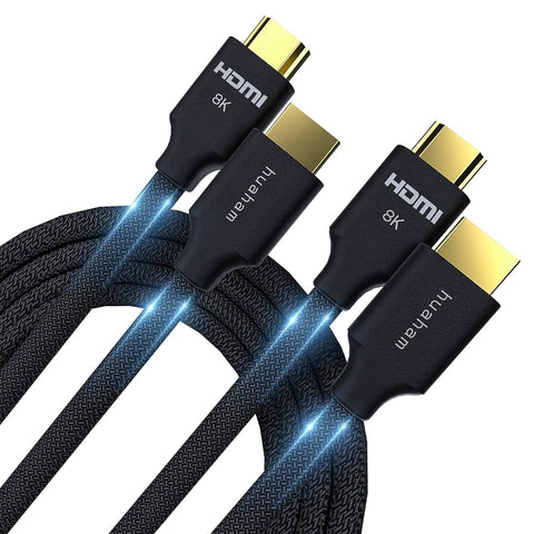 8K HDMI 2.1 Cable 2PK 6.6FT,48Gbps High Speed HDMI 2.1 Cord 8K@60Hz 4K@120Hz eARC HDCP 2.2&2.3 Dolby Compatible with PS5, Xbox, Roku/Fire/Sony/LG Apple TV (2PK/6.6ft)