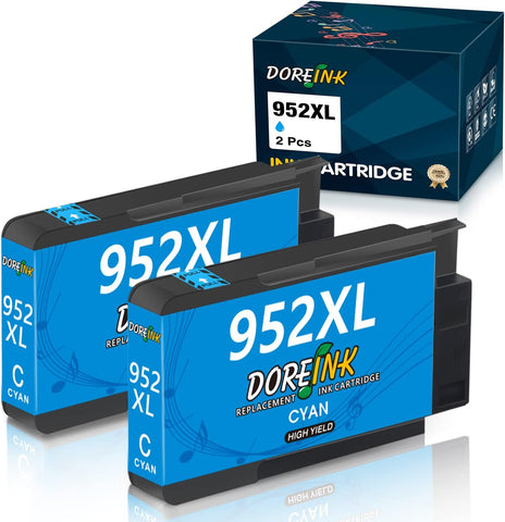 DOREINK Compatible 952XL Cyan Ink Cartridge Replacements for HP 952 XL for Use with OfficeJet Pro 8710 8720 7740 8740 7720 8715 8702 Printer (2 Cyan)