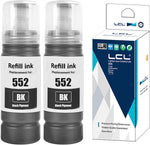 LCL Compatible Refill Ink Bottle Pigment Replacement for 552 T552 T552020 T552020-S ET-8500 ET-8550 (2-Pack,Black)